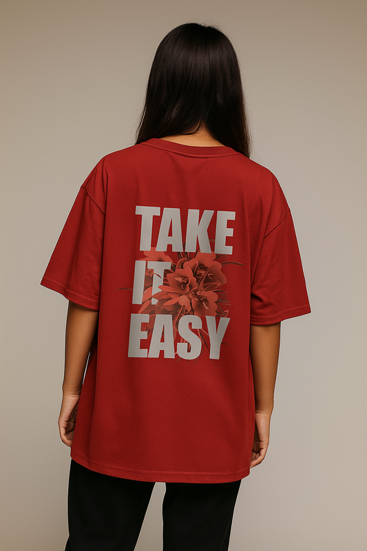 'TAKE IT EASY' Unisex Oversized T-Shirt(240 GSM)